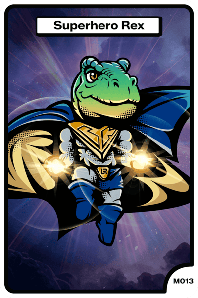 Superhero Rex secret avatar card