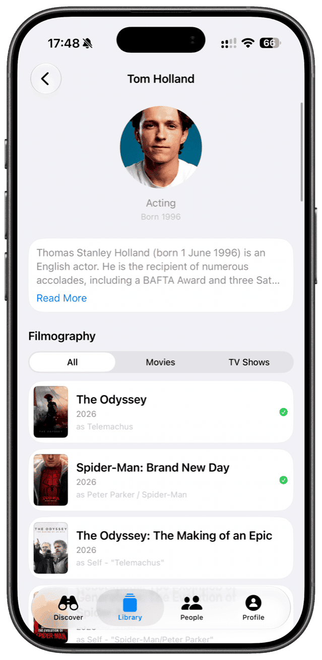 An actor's filmography in LaterRex